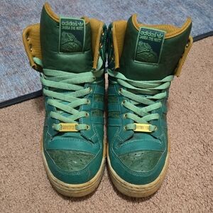 Adidas Green and Yellow High-Top Sneakers